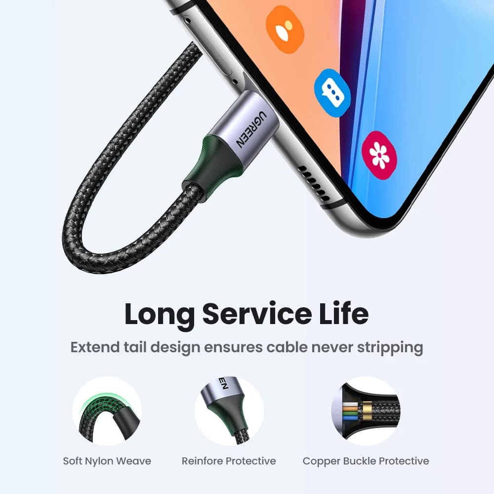 UGREEN USB Type C Cable Braided Charger For APPLE iPhone 17 16 15 Carplay Android USB C Charging data short Long 2m 3m 25cm 50cm - 4