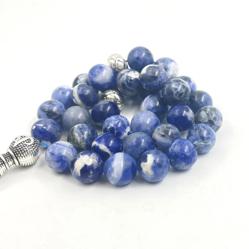 أساور الباشان-التسبح الطبيعية للرجال والنساء ، أساور مطرزة ، قلب حب ، حبات زرقاء ، تمدد ، شفاء ، صلاة بوذية - 5