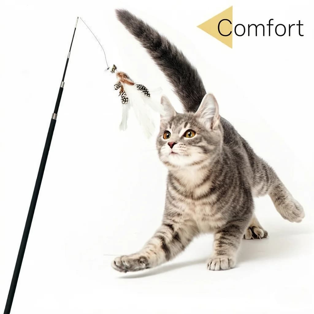 Extra Long 1.8m Telescopic Cat Stick Extended Fishing Rod Feather Cat Toy for Scratching And Boredom Relief - 2