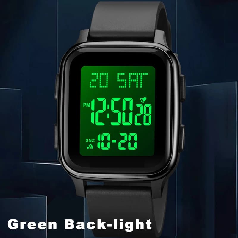 ساعة YIKAZE الرياضية للرجال مقاومة للماء متعددة الوظائف ساعة إلكترونية رفيعة جداً ساعة يد رقمية LED للطلاب - 2