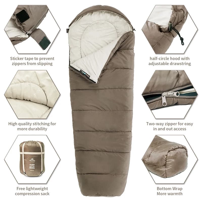Naturehike Sleeping Bag MJ300 -1℃ Lightweight MJ600 -12℃ Mummy Sleeping Bag Outdoor Camping Cotton Winter Sleeping Bag - 4