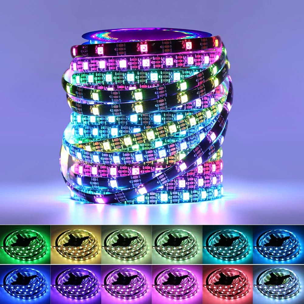 WS2812B LED Light DC5V Smart Pixel RGB Led Strip Light Individually Addressable IC IP30 IP65 IP67 Magic Tape Light Black PCB - 2