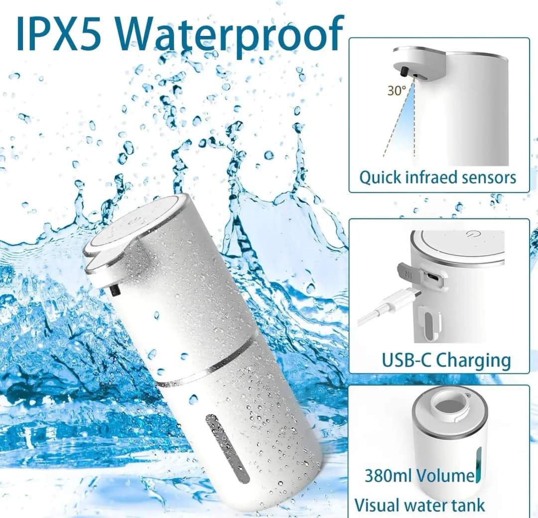 Automatic Liquid/Foma Soap Dispenser, Touchless Electric Dispenser, USB Rechargeable with Infrared Sensor for Bathroom,Kitchen - 2