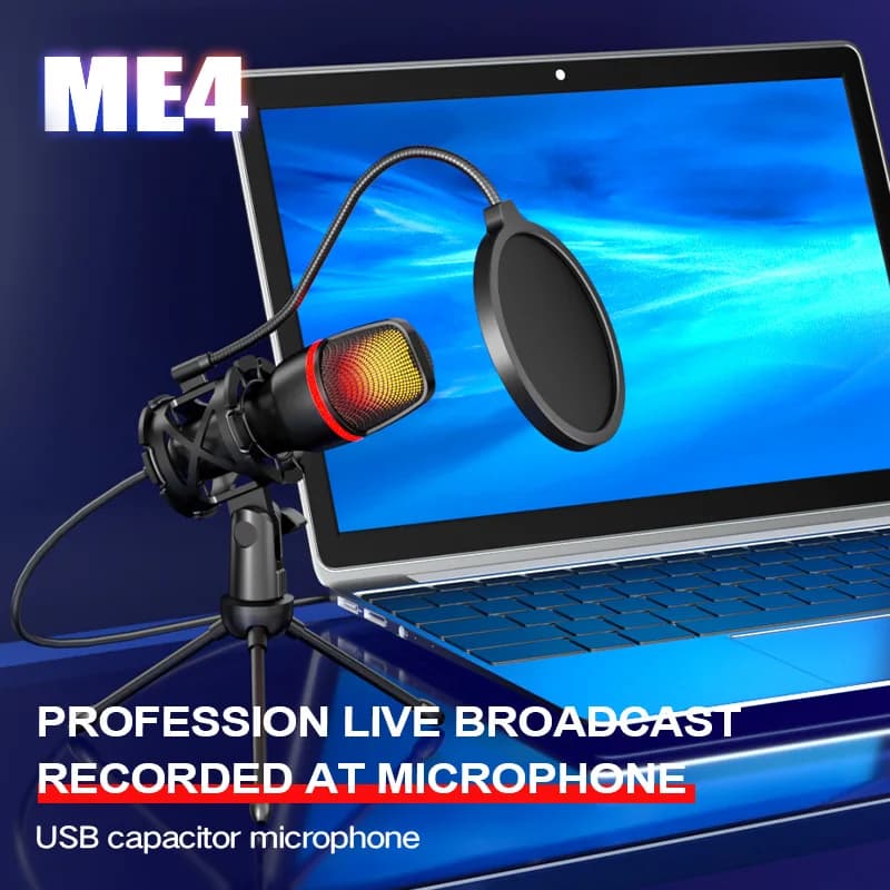 Professional Condenser Microphone For Computer PC Laptop USB Wired Gaming Accessories Kit Sound Live Streaming Podcast Gamer RGB - 2