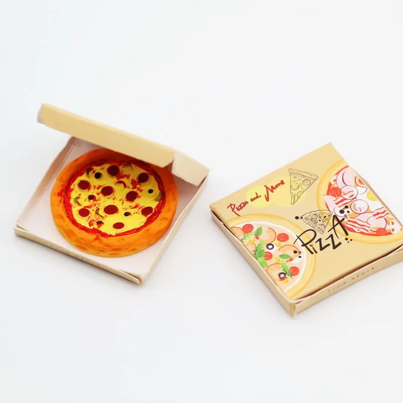 1Set 1:12 Miniature Pizza with Packing Box Model Kitchen Food Decor Toy Doll House Accessories Kids Pretend Play Toys