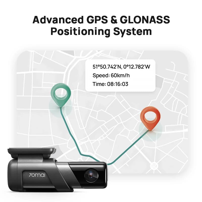 كاميرا 70mai Dash Cam M500 مسجلة DVR للسيارة، مدمج GPS، ADAS، دقة 1944P، زاوية رؤية 170 درجة، مراقبة وقوف السيارات 24 ساعة، تخزين eMMC مدمج - 5