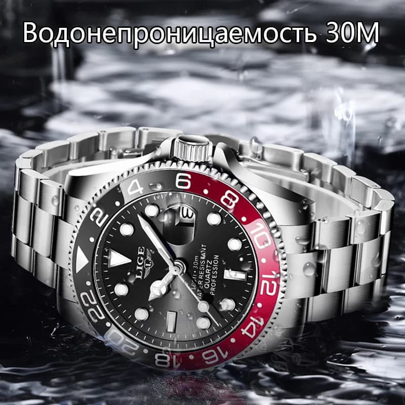 ساعة غوص LIGE للرجال، ساعة أعمال مقاومة للماء حتى 3ATM، كرونوغراف مضيء للرياضات الخارجية - 2