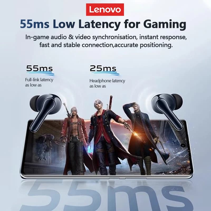 سماعات أذن لينوفو XT58 الجديدة بلوتوث لاسلكية HIFI ستيريو مكالمات تقليل الضوضاء مع علبة شحن بشاشة LED - 5