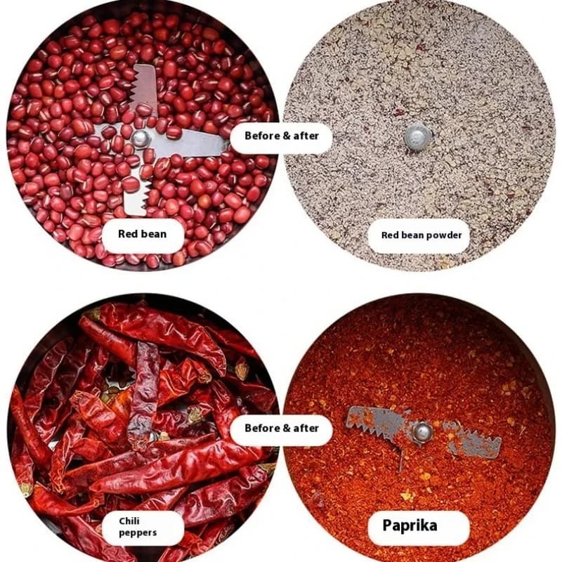 مطحنة كهربائية متعددة الوظائف من الستانلس ستيل 304 (قابس أوروبي) مع شفرات 8 صفحات، مناسبة للتوابل والبقول