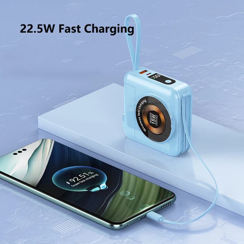 بنك طاقة Magsafe 20000 مللي أمبير، كابل قابل للإزالة، شاحن جداري 22.5 واط، مناسب لـ iPhone وXiaomi وSamsung - 5