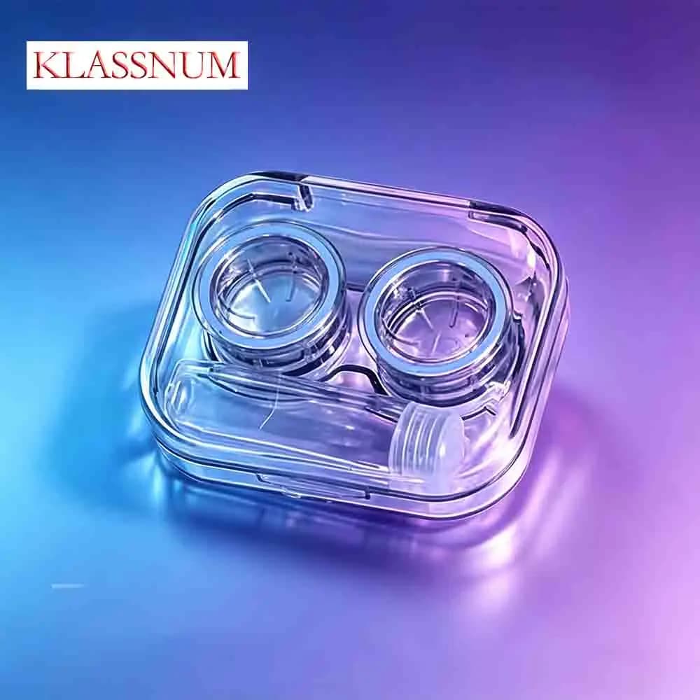 علبة عدسات لاصقة لطيفة من KLASSNUM، إكسسوارات سفر، عدة عناية بالعين شفافة محمولة، علبة مرافقة متكاملة صغيرة بتصميم بسيط - 2