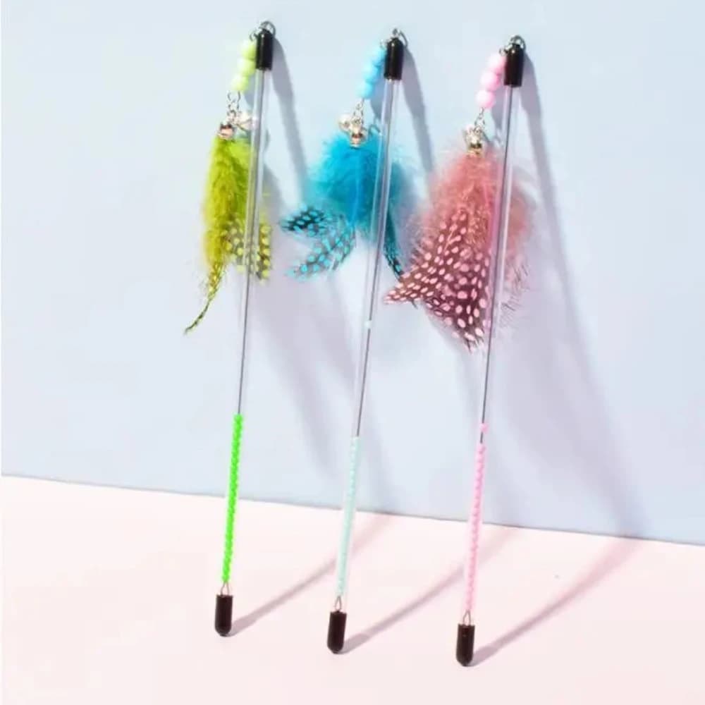New Cat Toys Feather Cats Sticks Retractable Handle Cats Toy Feather Interactive Cat Toys with Kitten Teaser Toy Pet Products