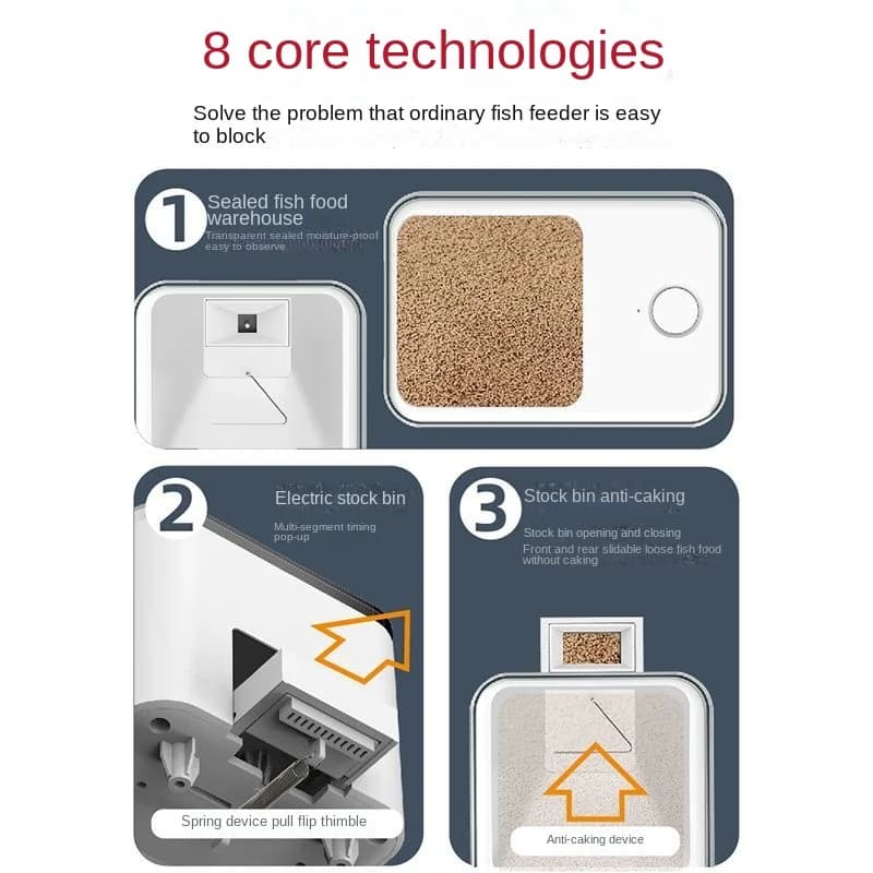 مغذي تلقائي لحوض أسماك مع توقيت/واي فاي لاسلكي تطبيق هاتف ذكي سماعة ذكية تحكم صوتي عن بعد لتغذية الأسماك - 2