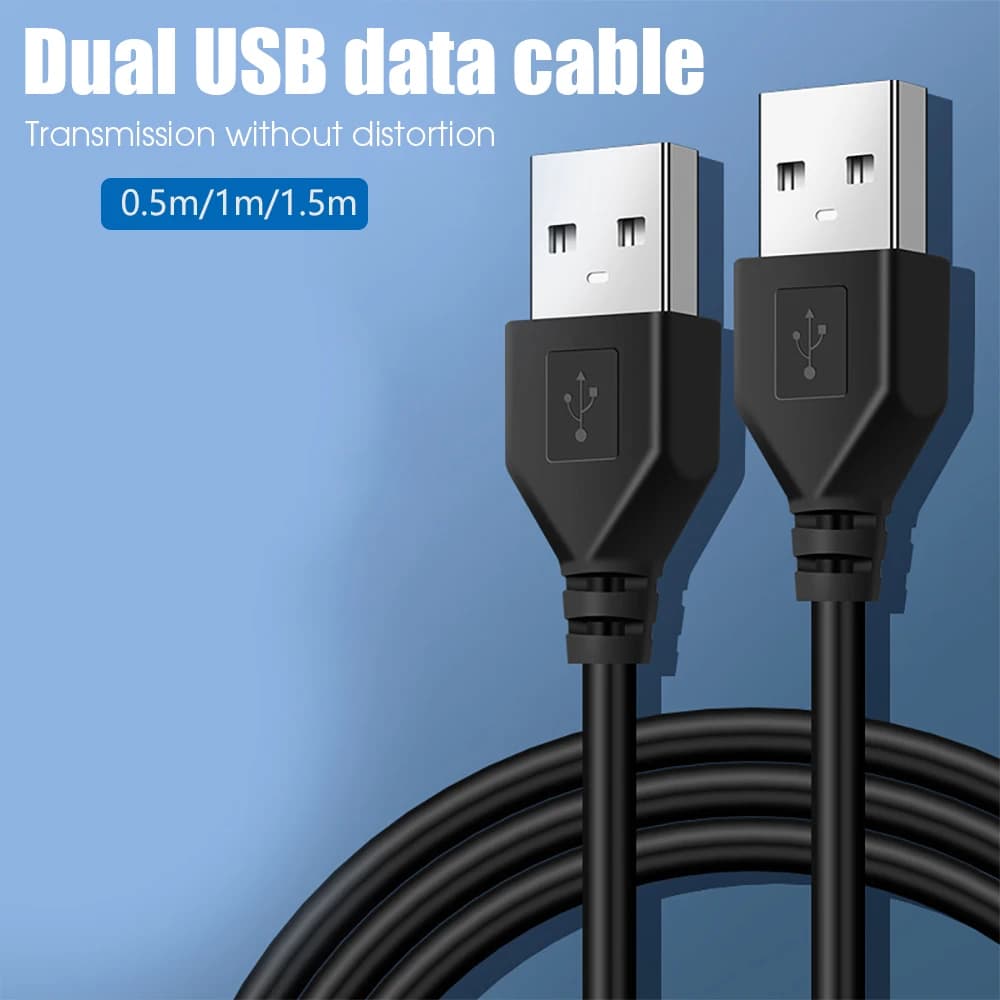 USB ذكر إلى USB ذكر مزدوج USB2.0 تمديد كابل ل المبرد القرص الصلب كاميرا ويب USB تاريخ نقل موسع الحبل - 2