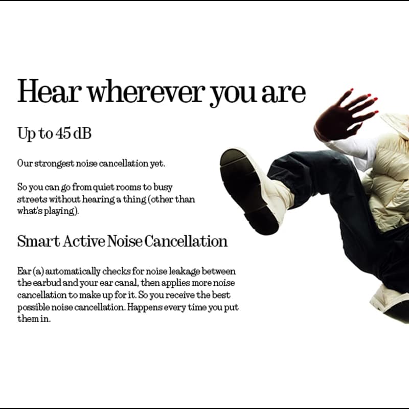 Global Version Nothing Ear (a) Bluetooth Earphone  45dB Active Noise Cancelling ANC Dynamic 42.5 hours listening Fashion Design - 3