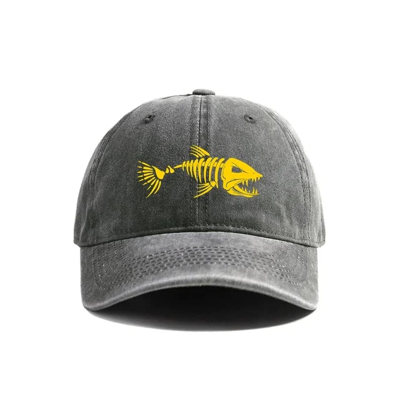Fishbone Baseball Cap Summer Distressed Dad Hats Men Outdoor Fishing Skeleton Fish Bone Caps MZ-496 - 6