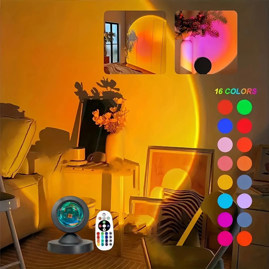 ضوء إسقاط غروب الشمس مع جهاز تحكم عن بعد 16 لون ضوء ليلي LED متغير الألوان ديكور غرفة النوم أداة تصوير - 5