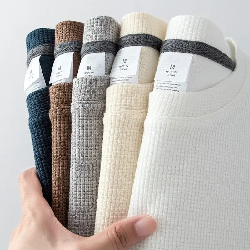 تي شيرت وافل قصير الأكمام، للرجال والنساء، صيفي، ياباني، رقبة دائرية، نصف كم، فضفاض، كاجوال، بلون سادة