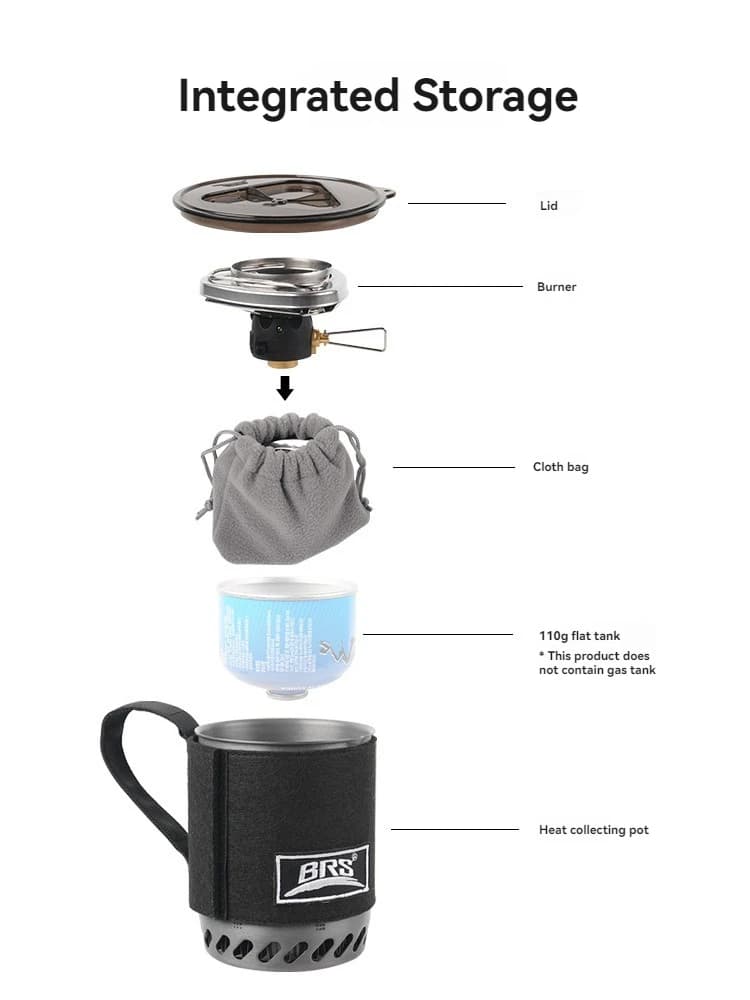 BRS 61 نظام موقد تخييم متكامل مع وعاء تجميع الحرارة، خفيف ومحمول للمشي لمسافات طويلة، فرن طبخ خارجي لحقيبة الظهر - 3