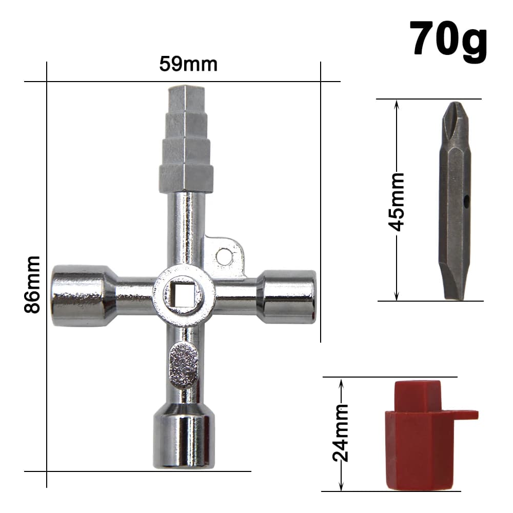 4in1 Silver Key Wrench Electrical Elevator Control Cabinet Valve Inner Triangle Quadrangle Screwdriver Tool Set - 2