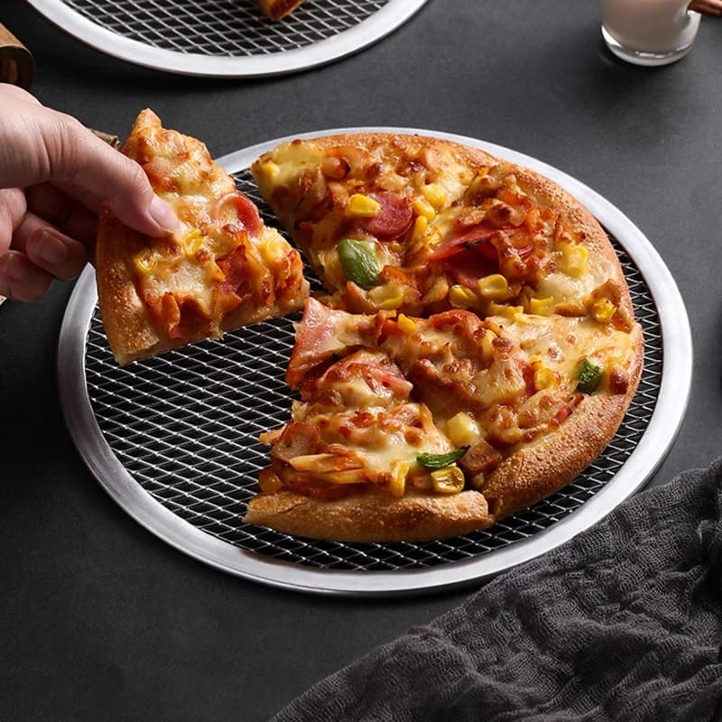 الألومنيوم البيتزا عموم 6/8/10/12/14 بوصة البيتزا الخبز شاشة شبكة صينية البيتزا مع ثقب لفرن خبز في الهواء الطلق الشواء حصيرة - 6