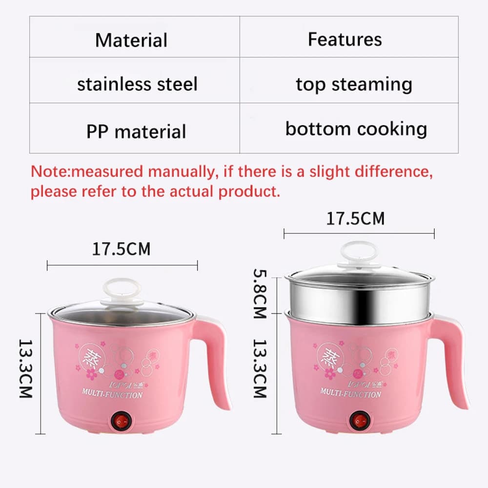 Multifunction Electric Cooker Hot Pot 1-2 People Heating Pan Multi Ramen Pot Machine Mini Rice Cook Kitchen Appliance Korea 220V - 5