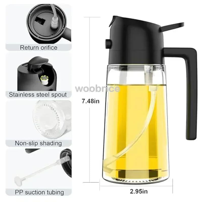 2in1 500ml Plastic Spray Oil Sprayer Bottle Spray Oil Dispenser Oil Jar Cruet BBQ Kitchen Baking Roasting Picnic Kitchen Tool - 5