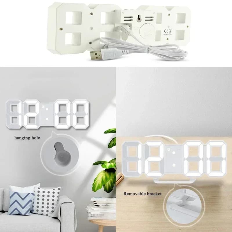 Purchase Products Clock 3D LED Digital Alarm Clock Wall Clock Time/date/temperature For Home/kitchen/office Clocks Decor Garden - 4