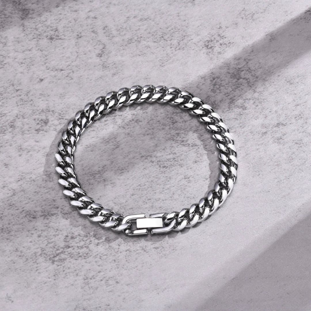 Vnox 6/8/10/12mm Cuban Chain Bracelets for Men Women, Solid Stainless Steel Curb Link Chain Wristband Jewelry - 5
