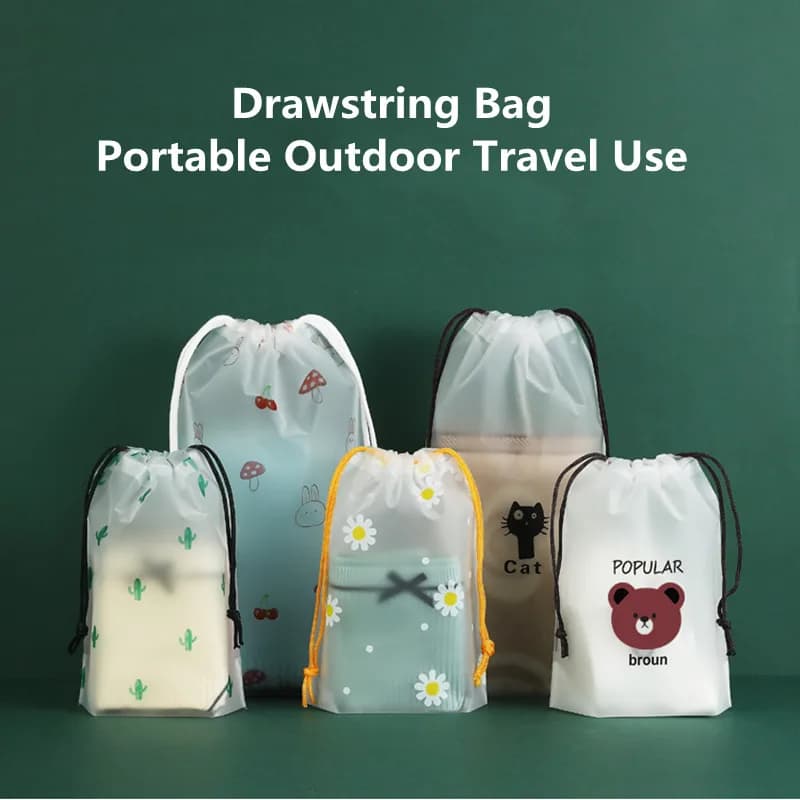 حقيبة برباط من النايلون/EVA، حقيبة تخزين، منظم أدوات صغيرة، غطاء أكياس سوداء للملابس والأحذية واستخدام السفر في الهواء الطلق - 4