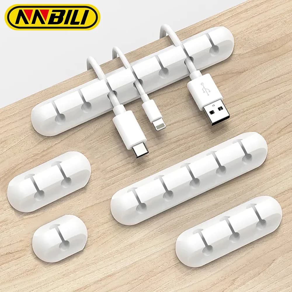 NNBILI 1/3/5/7Hole Cable Cord Wire Organizer Silicone USB Cable Winder Management Clips Self Adhesive for Mouse Keyboard Headset