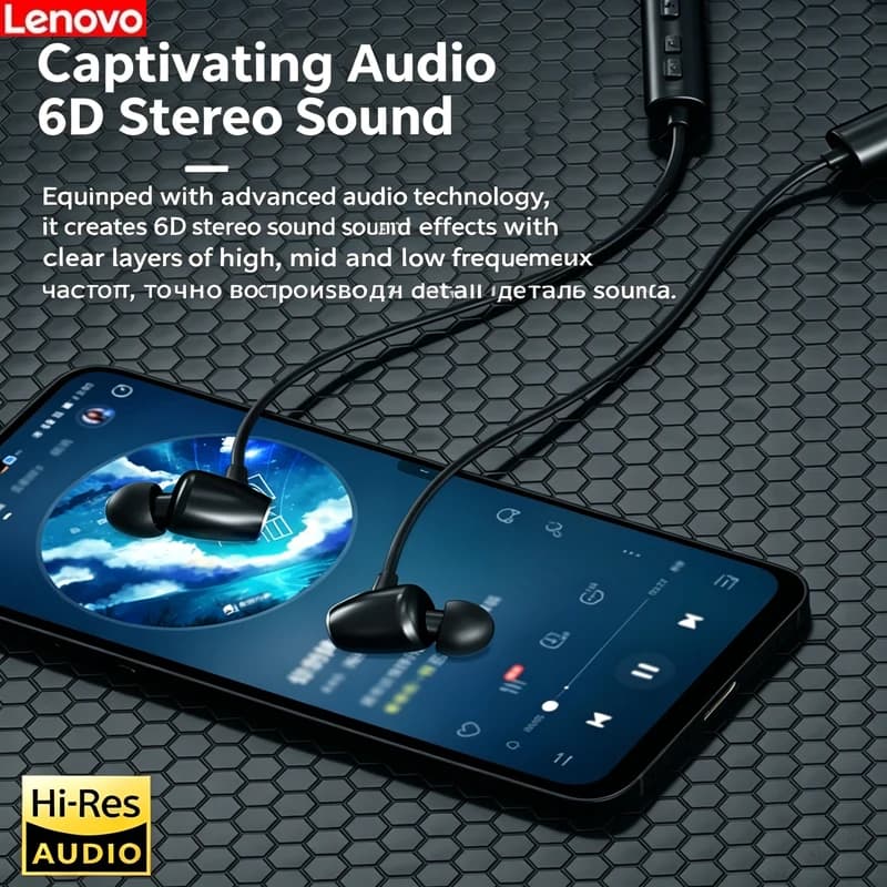 NEW Lenovo HE05X Neck Bluetooth 5.0 Headset Low Delay 8D Stereo Bass Sports Game Bluetooth Headset Waterproof  Long Life Fashion - 3