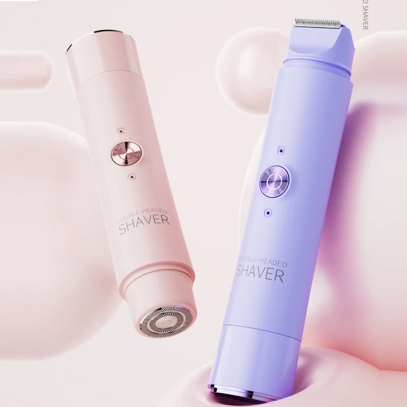 2-in-1 Wireless Rechargeable Electric Shaver, Suitable for Women - Dual Head Bikini Trimmer, Suitable for Both Dry and Wet Use - 3
