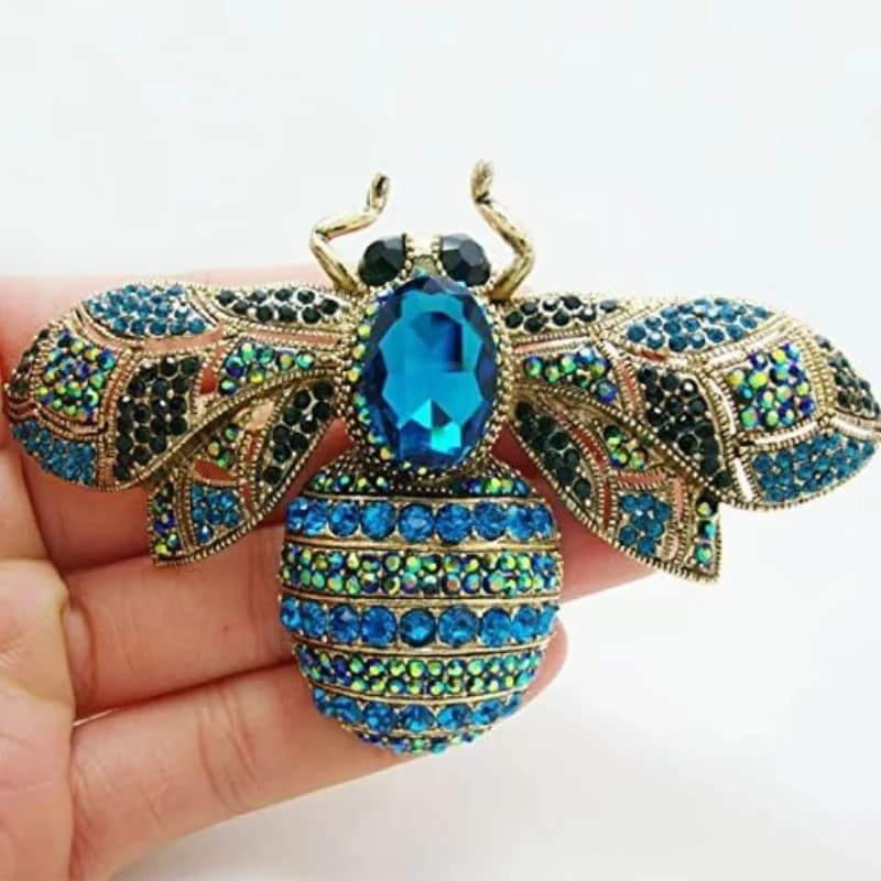 SKEDS Luxury Exaggerated Vintage Women Girls Crystal Bee Brooch Pin Fashion Elegant Lady Exquisite Insect Rhinestone Badges - 2