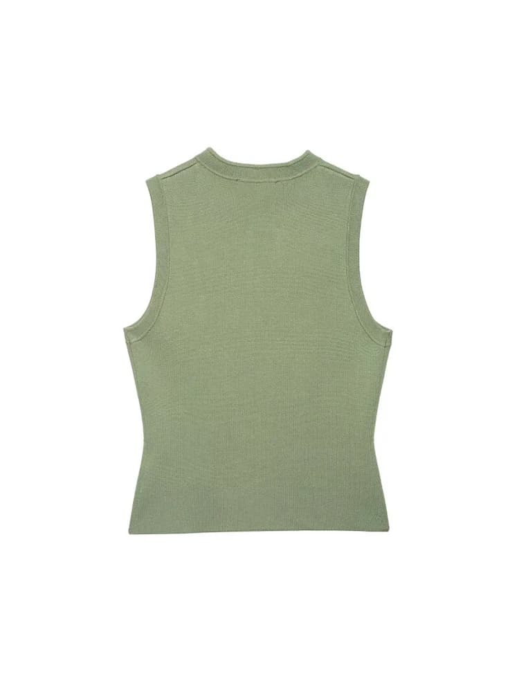 Women Knitting Tank Tops Camis 2026 Summer O-Neck Buttons Solid Sleeveless Female Elegant Street Top Clothing - 2
