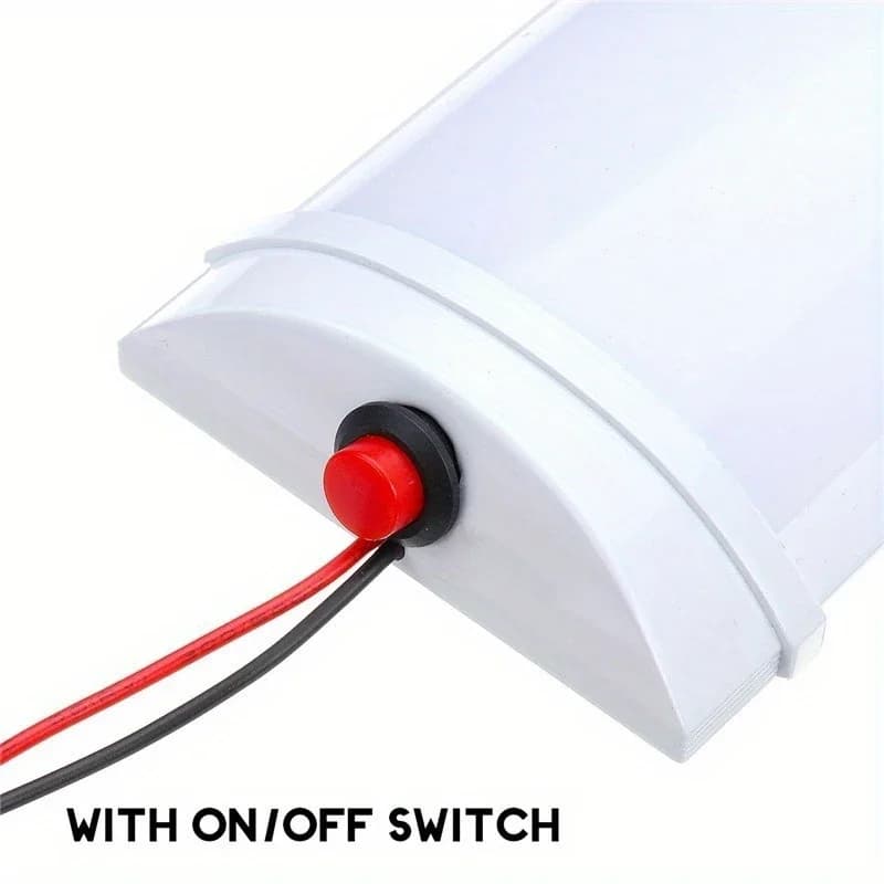 شريط إضاءة LED داخلي للسيارة، 72LEDs، 12V، أنبوب إضاءة أبيض مع مفتاح، لشاحنات الفان والشاحنات والقوارب وإضاءة السقف الداخلي - 3