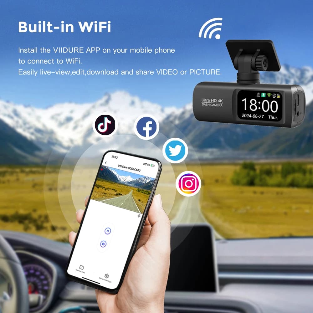 Soam Dash Cam 4K+1080P Dual-channel Dash Car Camera Recorder With GPS WiFi Car DVR 24H Parking Monitor Black Box - 5