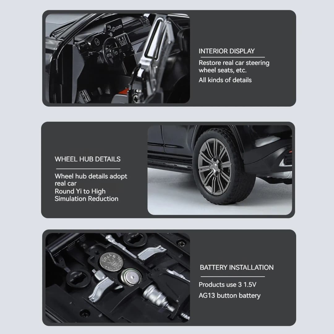 1:24 LX600 Off-Road in Luxury SUV Model Car, Zinc Alloy Pull Back Toy Car with Sound and Light for Kids Boy Girl Gift - 6