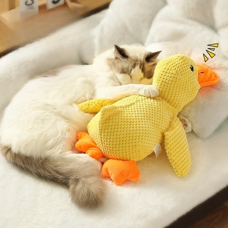 Plush Companion Sleeping Duck Dog Toys for Small Large Dogs Bite Resistant Teeth Grinding Sound Relief Duck Sound Toy - 2