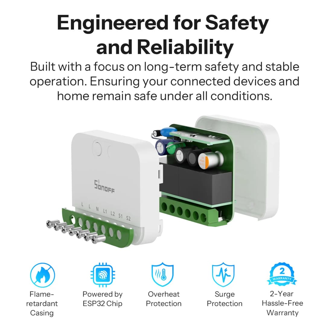 SONOFF MINI-2GS MINI DUO 2-Gang Matter Over WiFi Smart Switch Dual Load Control Detach Relay Mode Compatible Alexa Apple Home - 4