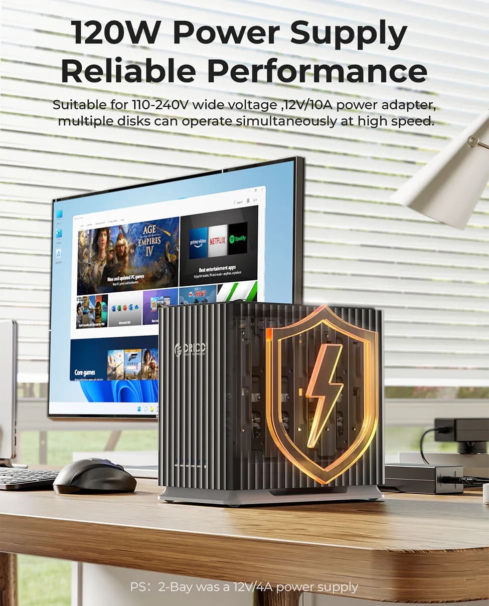 ORICO 2/5 Bay HDD Docking Station 2.5/3.5"SATA Hard Drive Case HD External SSD Enclosure USB 3.0 Type C DAS Extension Storage - 3