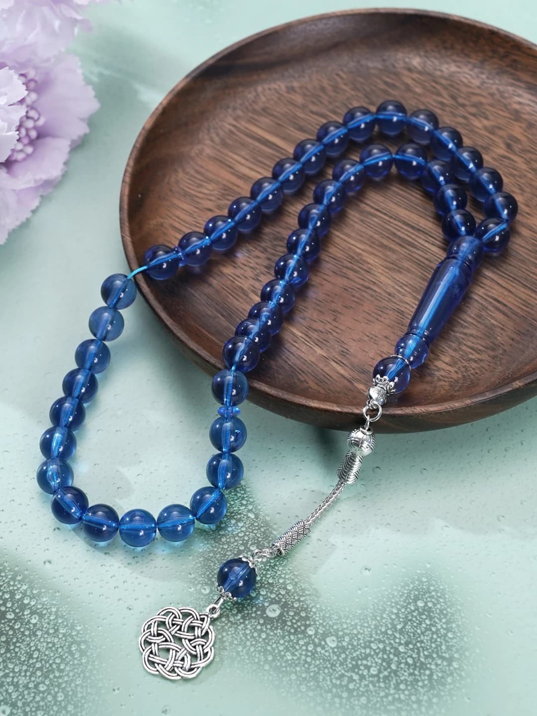 سوار عد الصلوات الإسلامي | 45 خرزة أكريليك | قلادة فضية دوارة بنقش عربي | أداة صلاة للجنسين - 2