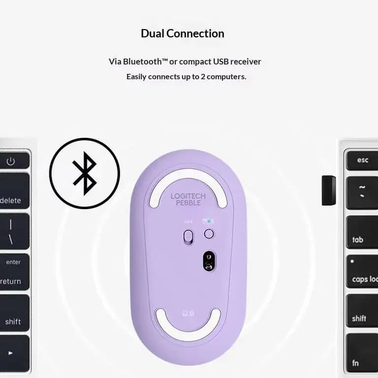 Logitech M350 Pebble Wireless Mouse - Minimalist Design, Quiet Clicks, 10m Range, 77g Light, Eco-Friendly Build - 6