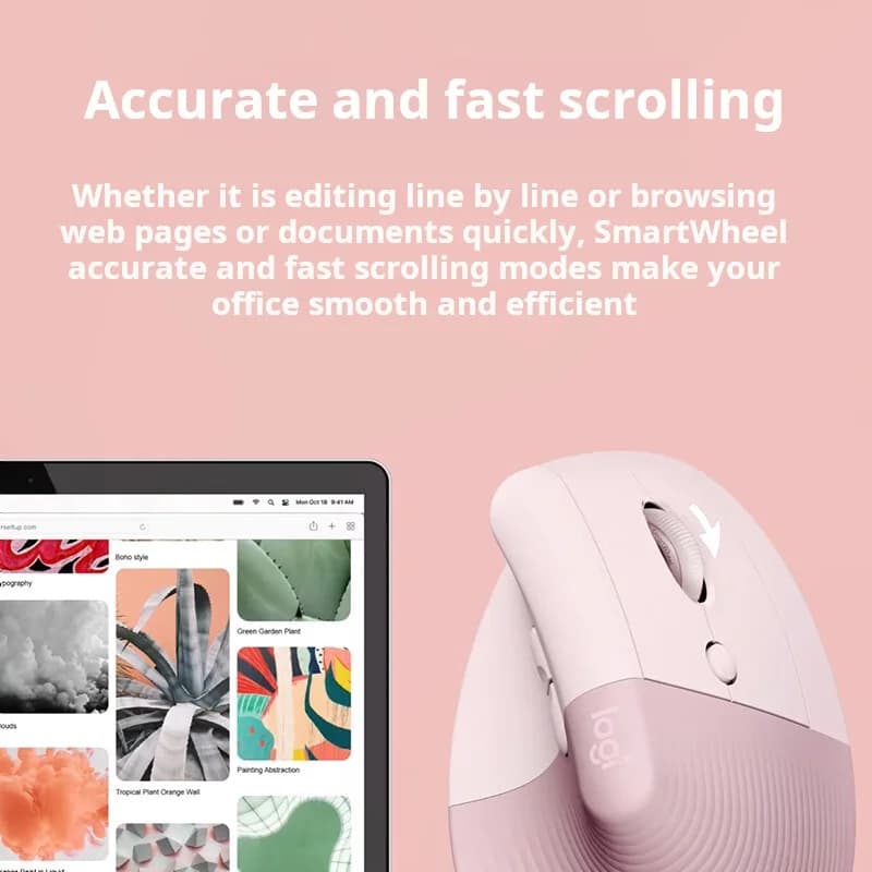 ماوس لوجيتك ليفت عمودي لاسلكي بتقنية البلوتوث، ماوس صغير مريح، ماوس مكتبي، التبديل بين 3 أجهزة في ثوانٍ - 4
