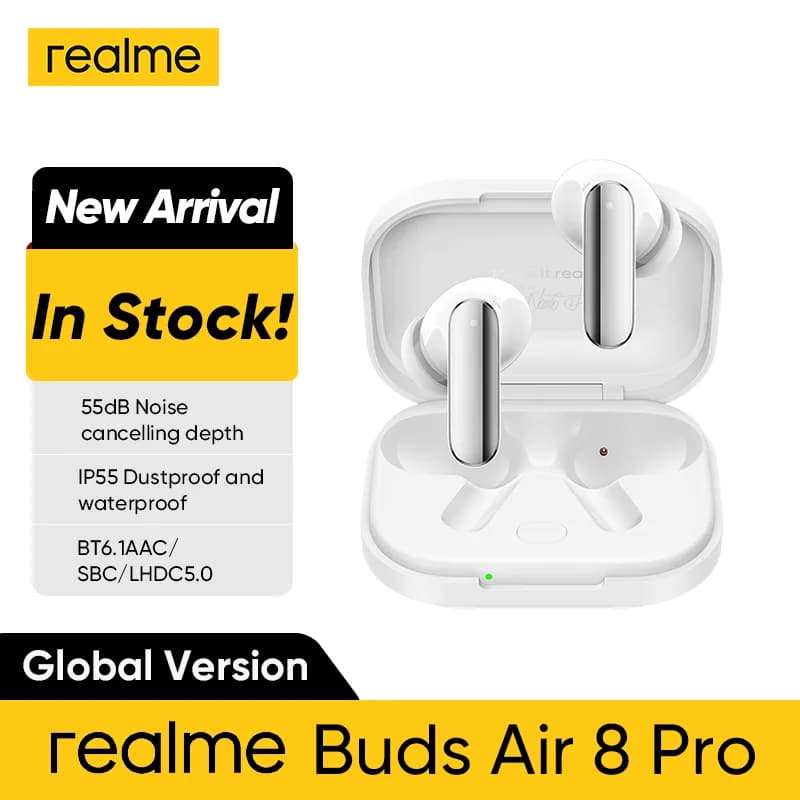 الإصدار العالمي realme Buds Air 7 برو 53dB إلغاء ضوضاء أعماق البحر ترجمة فورية بالذكاء الاصطناعي LHDC 5.0 بلوتوث 5.4