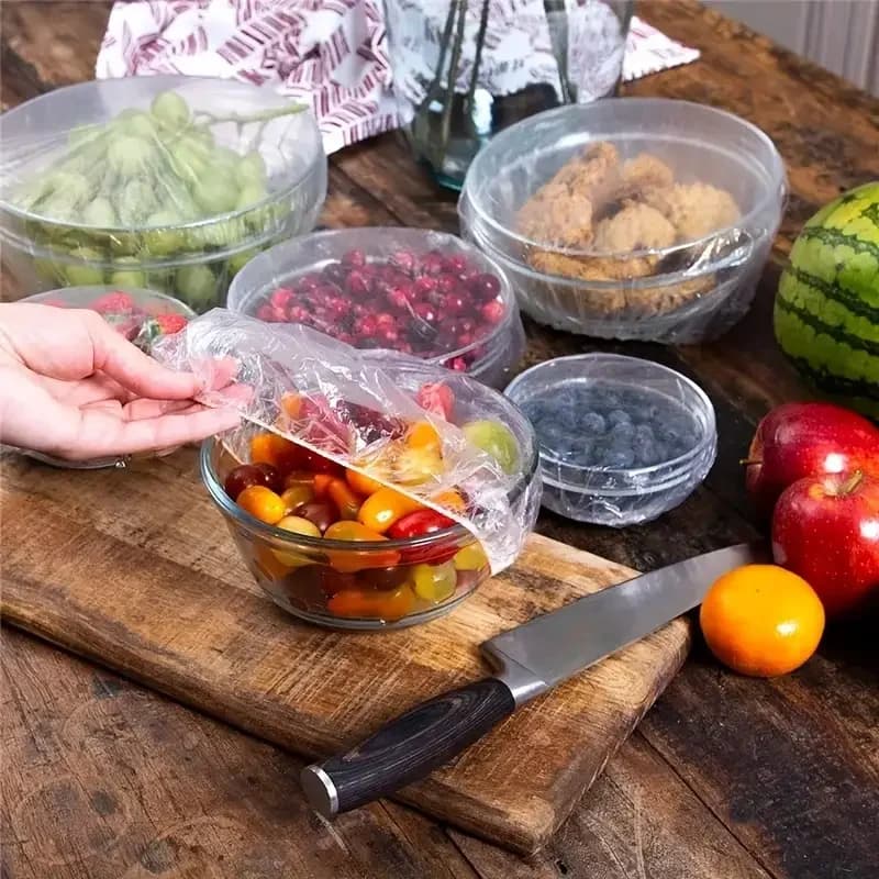 100pcs Disposable Food Cover Saran Wrap Bowel Cover Food Grade Fresh-keeping Plastic Bag Kitchen Storage Accessories - 5