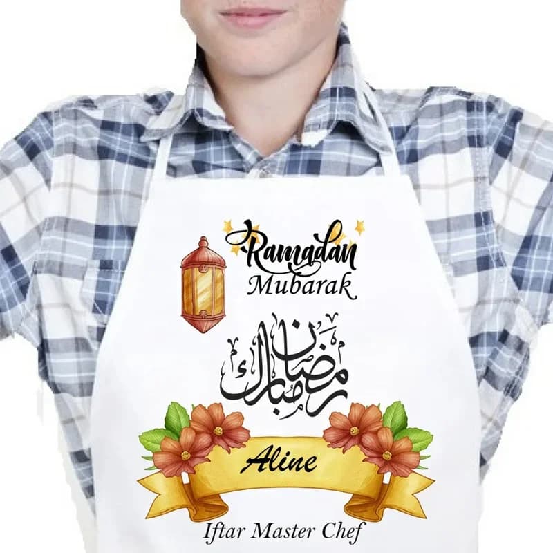مريلة رمضان مخصصة باسم للأم المسلمة الزوجة المضيفة هدية رمضان كريم عيد مبارك ديكور مطبخ - 5