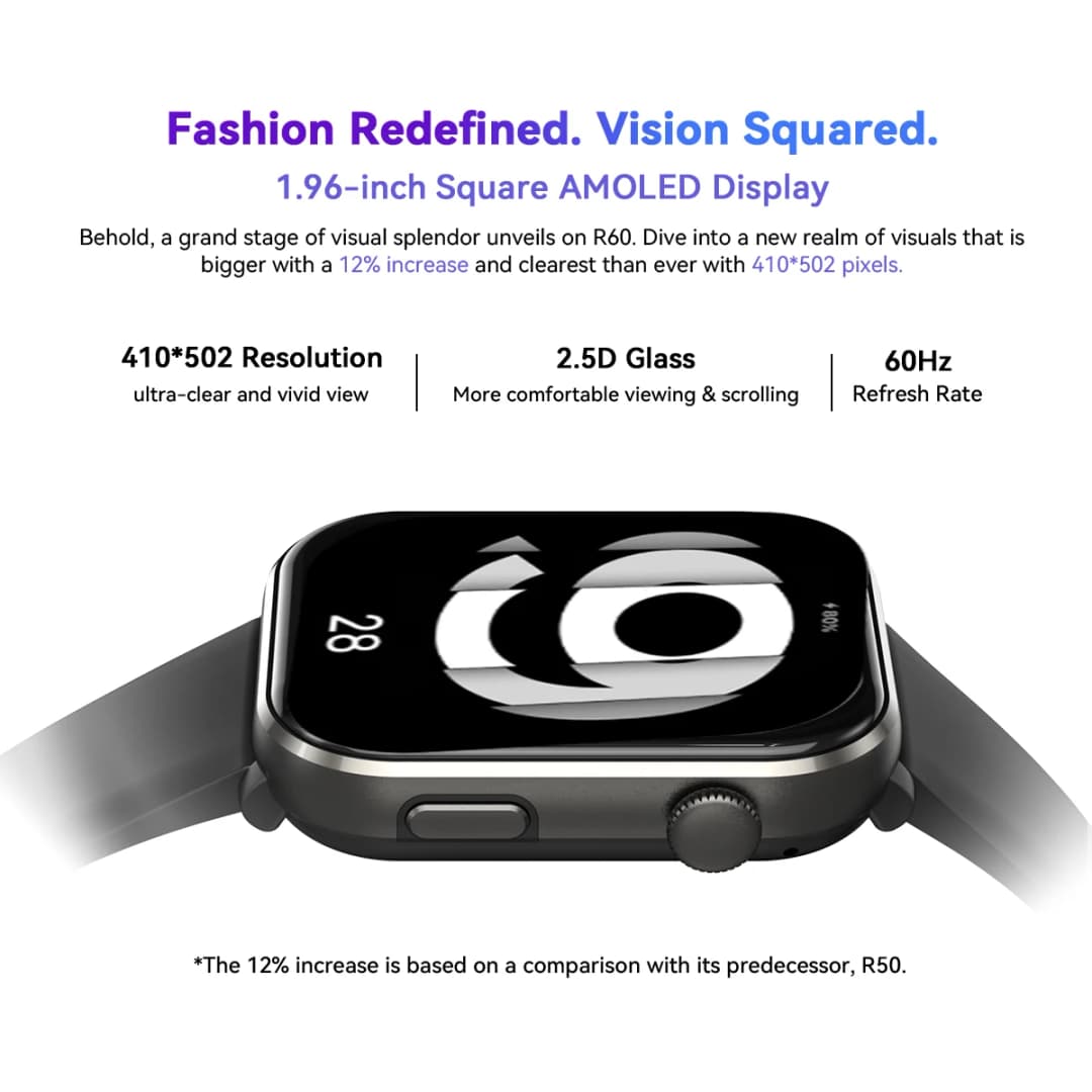 [World Premiere] Blackview R60 Smartwatch 1.96'' AMOLED Display 800mAh Bluetooth Phone Calls Health and Fitness Tracking Watch - 3
