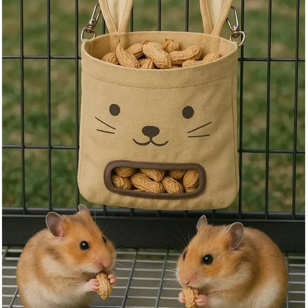 حقيبة معلقة لتغذية الأرانب، على شكل كيس علف، متوفرة بعدة ألوان، إمدادات للحيوانات الصغيرة - 5