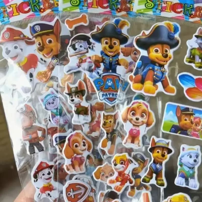 12Sheets Paw Patrol Bubble Stickers Cute Cartoon Patrol Anime Figure Ryder Marshall Skye 3D Sticker Kids Birthday Party Supplies - 4
